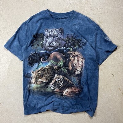 The Mountain Big Jungle Cats Lion T-Shirt Men s Blue Rainforest Cafe Safari
