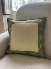 Pretty sage green and cream hand block printed cushion cover 40cm x 40cm
