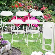 MOTOOS 40pcs Injection Molding Classic Garden Plastic Folding Chair White