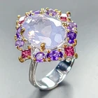 Fashion 12 ct+ Natural Lavender Quartz Ring 925 Sterling Silver Size 8 /R460239