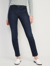 Old Navy Power Slim Straight Jeans Women 18 Petite Blue Dark Wash Stretch NEW