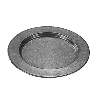 Vintage Stainless Steel Round Plate Wide Rim for Pasta Salad and Food Serving - Image 1 of 4