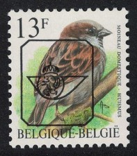 Belgium House sparrow Bird Buzin  Moineau Domestique  13f Pre-cancel 1994