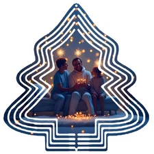 Metal Hanging Christmas Tree Wind Decorations - Festive Garden Spinners 