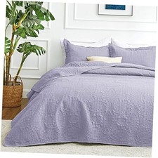 California King Size Quilt Bedding Cal King 118"x106" Coin Pattern Lavender