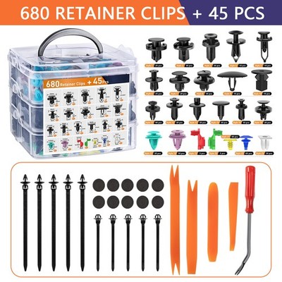 725pcs Auto Car Bumper Retainer Clips Kit Fastener Remover Push Pin Rivet Screw