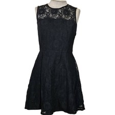Banana Republic Black Lace Sleeveless Mini Dress Size 4 Petite 