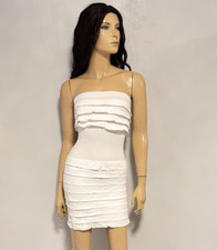 Womens Strapless Ruffles Summer Mini Fitted Dress OS One Size Fits All