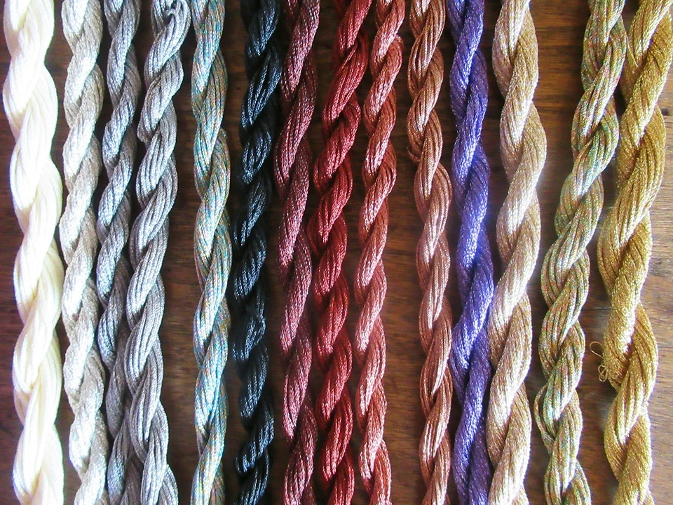 10 skeins VTG LALAME METALLIC THREADS NP XS EMBROIDERY smooth braids 10 yds each - Image 2 of 3