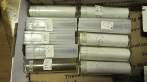 10 Rolls of 50  Lincoln Wheat Cents 1940's & 1950's F - EF Subsidized shipping