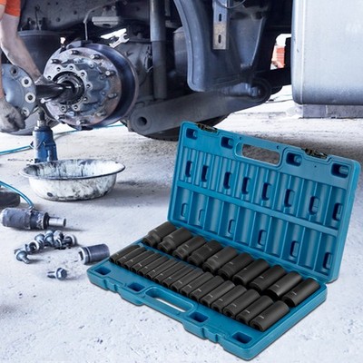 Impact Socket Set 26 Piece Impact Sockets, Deep Socket, 6-Point Sockets