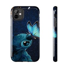 Stitch with Blue Butterfly phone case  Tough Case