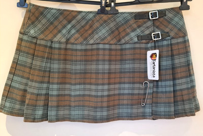 Tartanista Tartan Kilt Rock Plissee kariert Wolle Träger Übergröße UK 26 NEU mit Etikett