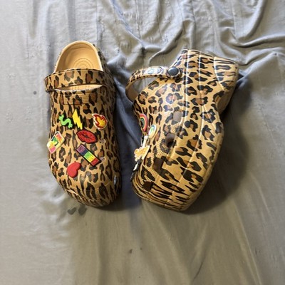 Crocs Bae Animal Clog Leopard Brown Platform Sole Size W9