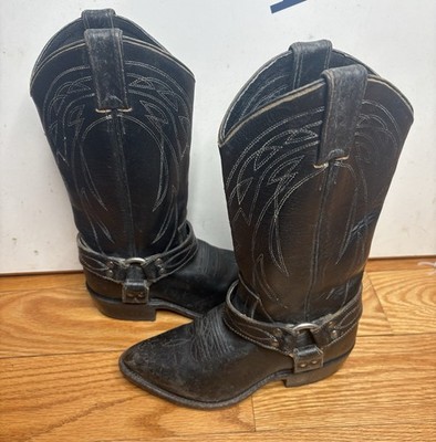 Frye Women s Mid Calf Black Leather Harness Boots F973 Biker Cowboy 5.5 B Heeled