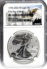 1776 - 2026 W ENHANCED FINISH SILVER EAGLE LIBERY BELL PRIVY  FIRST DAY NGC MS70