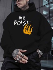 Men'S Autumn And Winter Plush Hoodie, a Stylish Printed Top For, Perfect As a