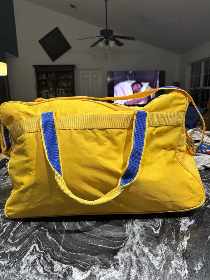 Bolso de Lona Delsey RARO DE COLECCIÓN de los años 80 Amarillo y Azul Foto 4 de 4