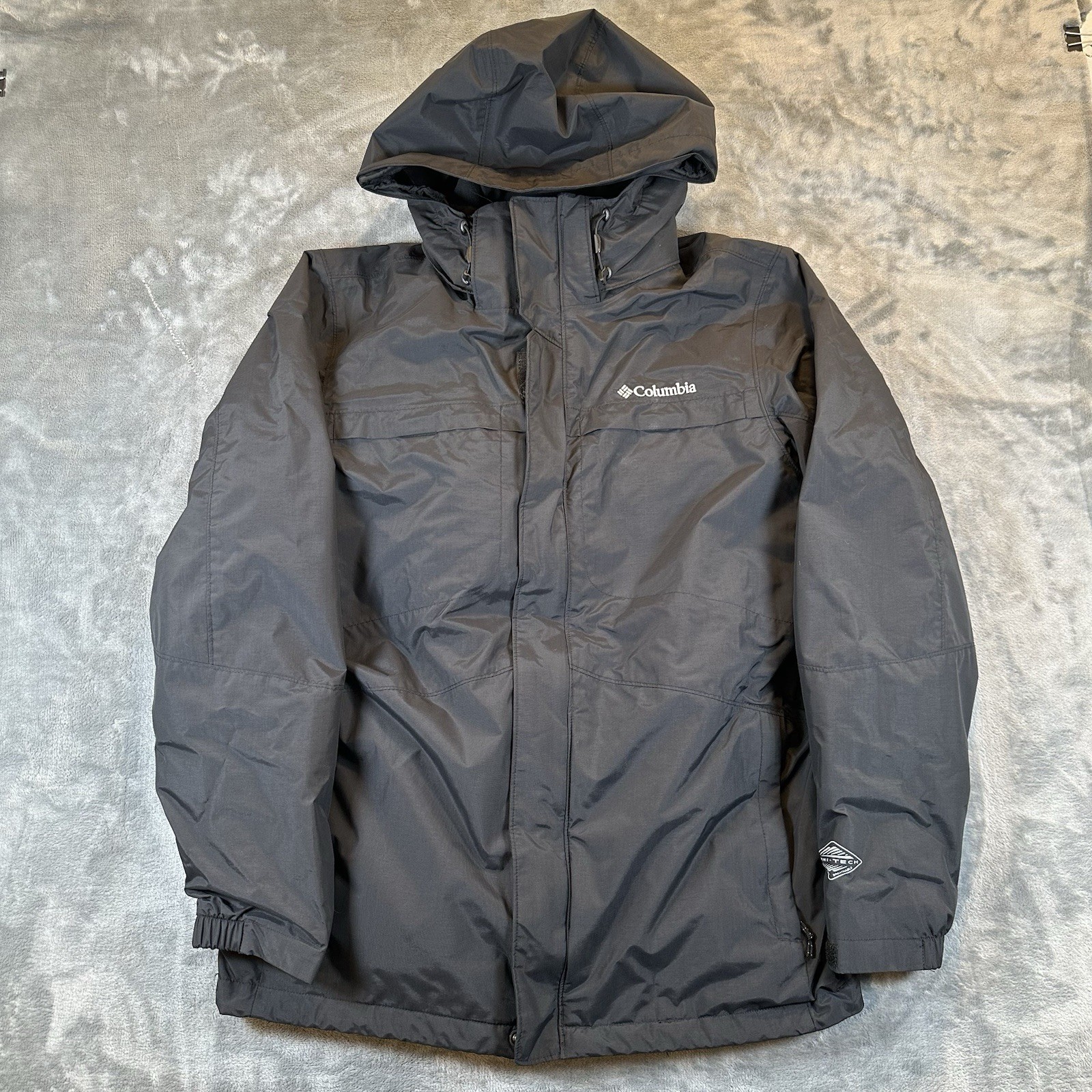 Chaqueta Columbia Para Hombre M Negra Omni-Tech Cremallera Completa Con Capucha Impermeable Transpirable