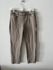Banana Republic Pants Ankle Size 6 Brown Check Plaid Sloan Bi-Stretch Mid-Rise