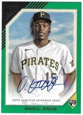 Oneil Cruz 2022 TOPPS GALLERY ROOKIE AUTOGRAPH CARD Pirates RC AUTO SP green /99
