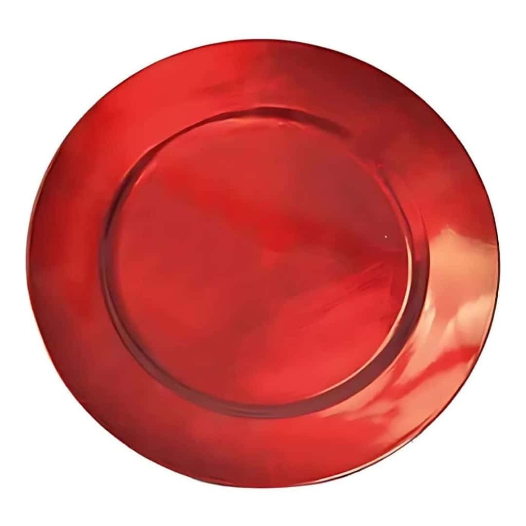 Sottopiatto Natalizio Lacca Rosso Tondo in Plastica ø 33 cm Imballaggi - Tavola