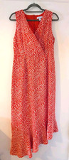 Blue Vanilla Maxi Dress – Size 12/14 Red Polka-dot Wrap-Style Sleeveless V Neck