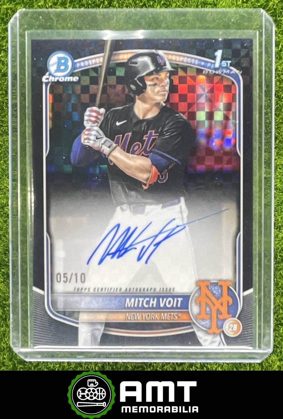 Mitch Voit Auto 2025 Bowman Draft 5/10 Chrome Prospect Black X-Fractor CPA-MV