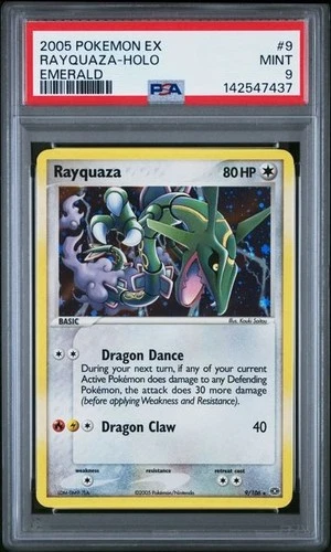 2005 POKEMON EX EMERALD #9 RAYQUAZA HOLO PSA 9