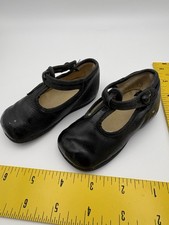 Vintage Toddler Baby Girl Black Leather Mary Jane Shoes: Victorian Button Straps