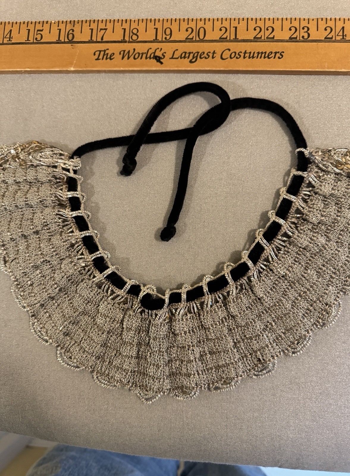 Vintage Sequin Statement Collar Neckpiece Silver … - image 5