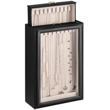 Lolalet Necklace Organizer Box, 2-Layer Jewelry Storage Boxes with Clear Lid ...