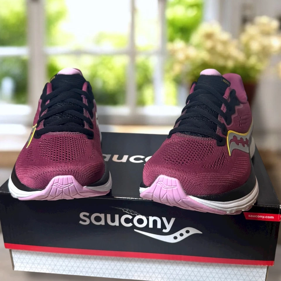Saucony Womens Ride 14 Supportive Running Shoe 6.5 Quartz/Vizigold NEW - Image 4 of 4