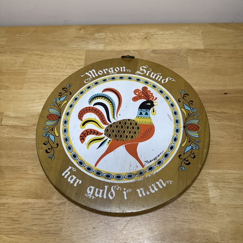 VTG 1963 Berggren Trayner Wood Plaque Morgon Stund Bread Board Wall Hang EUC