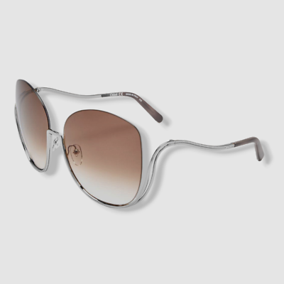 $420 Chloé CE125S 760 Women Silver Oversized Round  display picture 1