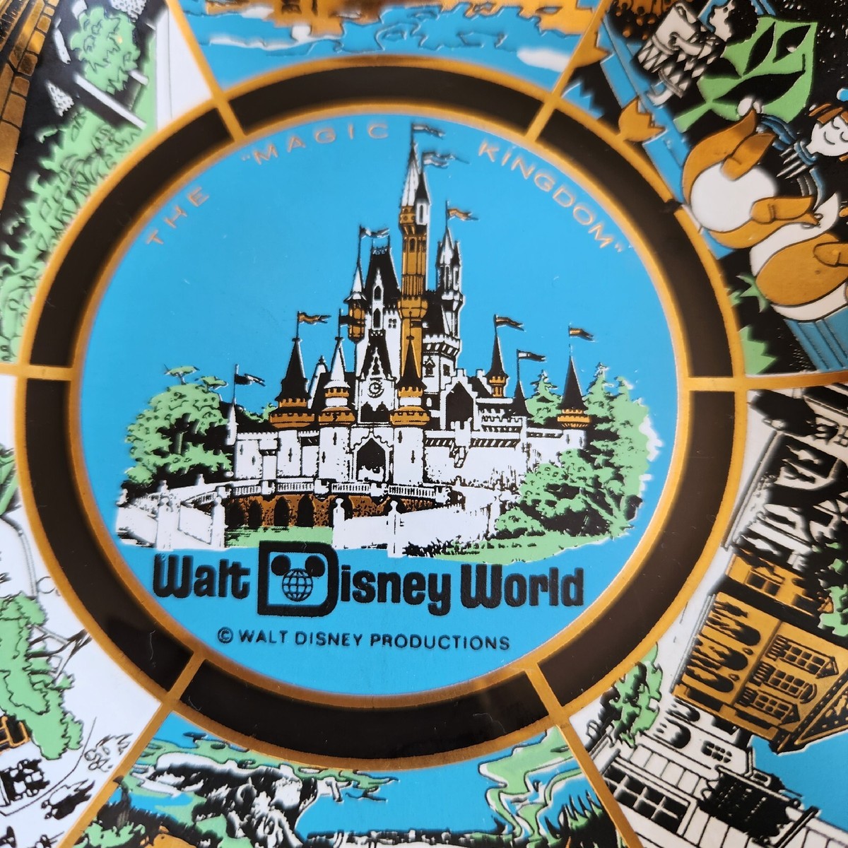 Vintage 70's Walt Disney World Magic Kingdom 7” Ruffled Glass