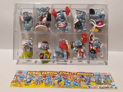 KINDER FERRERO SURPRISE FULL SET FANTEN CIRCUS STARS 10x FIGURES +BOX TOP RAR