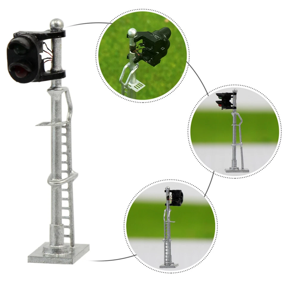 3pcs Model Railway N Scale 1:160 Track Signals 2-LEDs Green Red Block Lights - Image 2 of 4