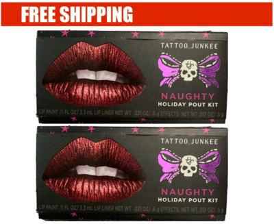 Tattoo Junkee Holiday Pout Kit Lip Paint Liner Metallic Effect NAUGHTY & NICE- 2