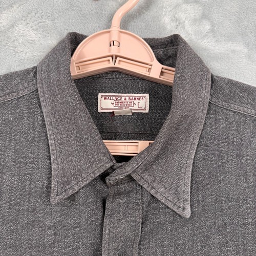 Wallace & Barnes Shirt Mens L Charcoal J Crew Button Up Long Sleeve - Picture 3 of 10