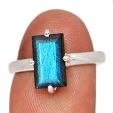 Natural Labradorite - Madagascar 925 Sterling Silver Ring Jewelry s.8 CR73507