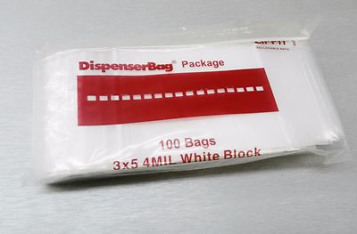 WHITE Block Bags RELOC ZIPPIT 3x5 4mil H. D. 3 X 5" 4 Mil Bags 100 - Foto 6