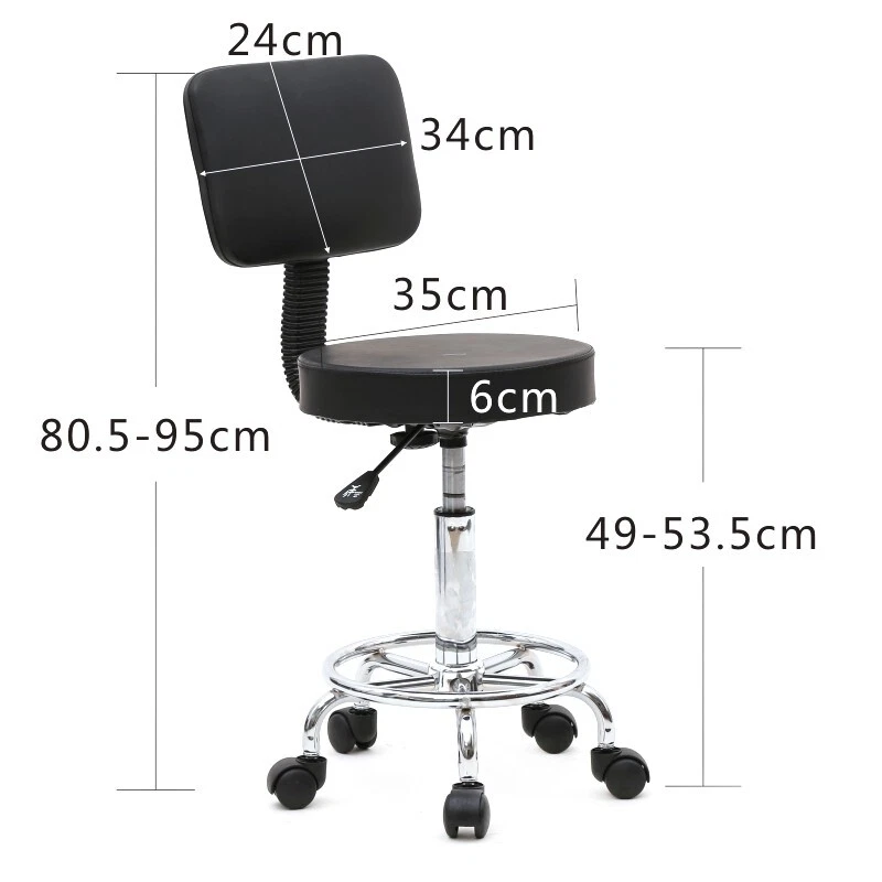 Round Stool Cushioned With Back Rest Swivel Rotation Adjustable Height Home Bar - Image 3 of 4