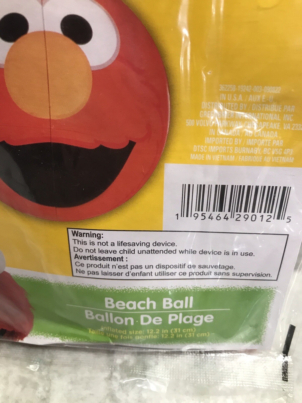 Sesame Street Beach BallInflated Size 12.2in/31cm3+KidsShipN24hours