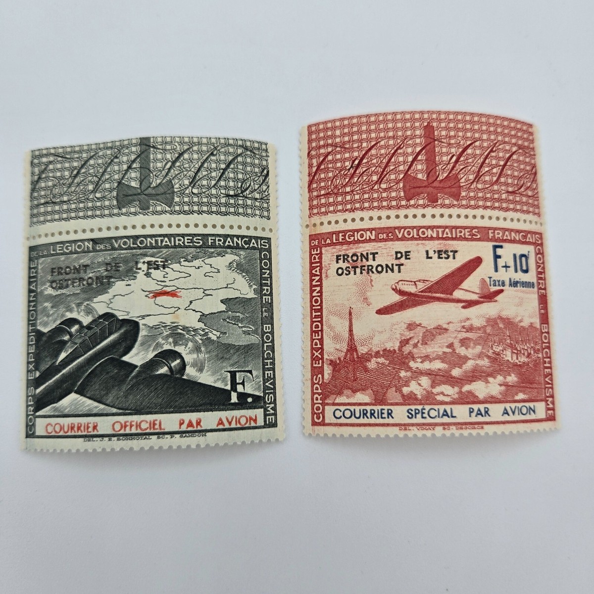 Original WWII 1942 French Legion Volunteer Airmail Stamp German