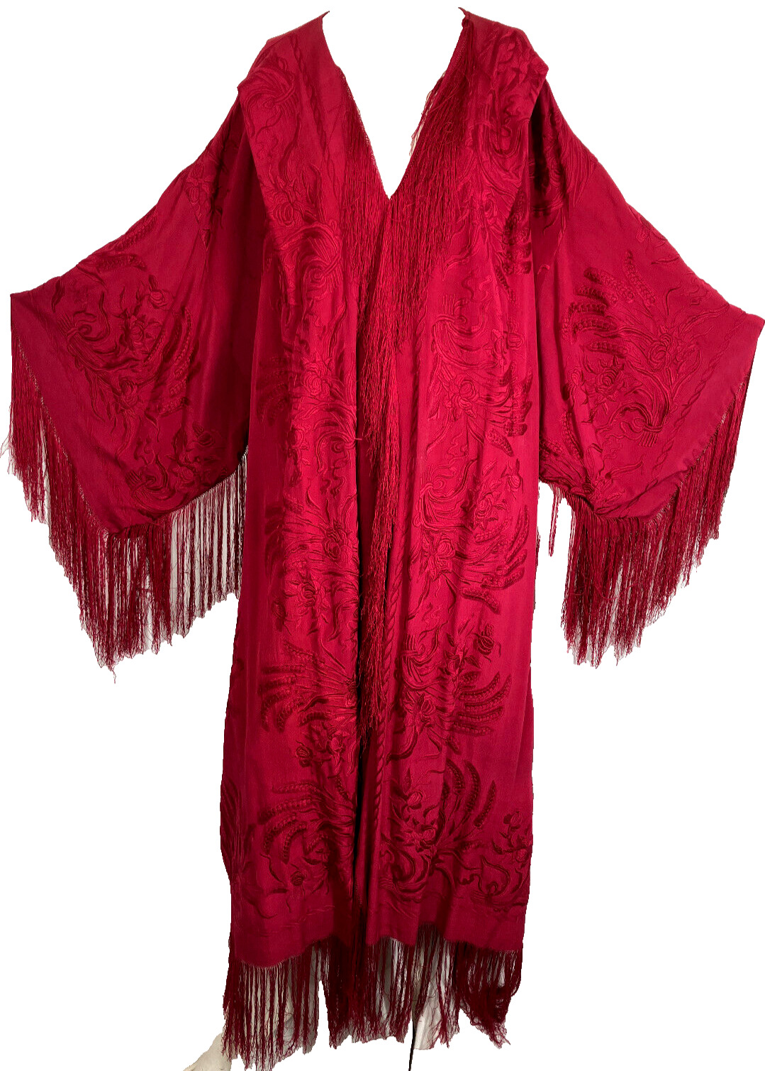 WOW Vintage RED Piano Shawl Dress Art to Wear Red… - image 4