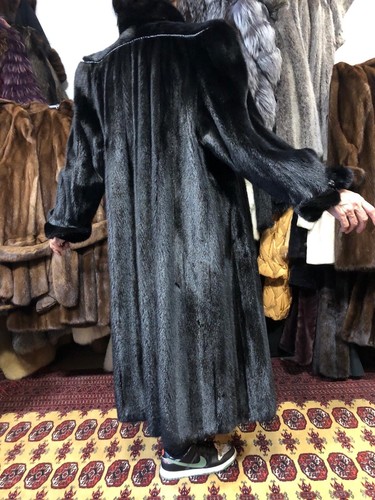 Nerzmantel Nerz Pelz Pelzmantel Real Fur Black Mink Coat Pelliccia Visone 40-42 - Bild 4 von 22