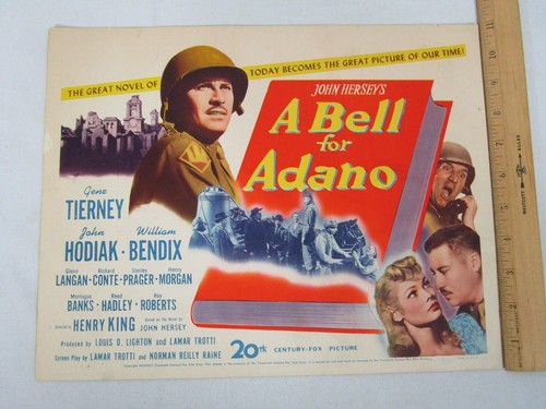 A Bell for Adano 1945 Lobby Title Card Gene Tierney William Bendix 11X14 - Picture 9 of 9