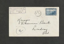 Canada 1942 , FE 3 13c Registered Highland Grove SR. Cardiff TwnshpHaliburton Co