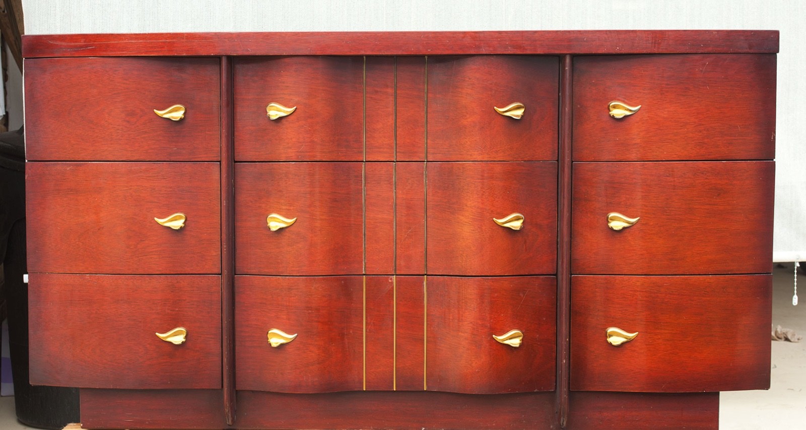 4 pc bedroom set highboy, dresser, mirror, bed Midcentury Kent Coffey